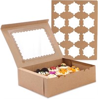TPQKA Brown Cupcake Boxes 15 Pk 12 Count