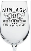 Vintage 1932 Printed 16oz Stemmed Wine Glass 90th