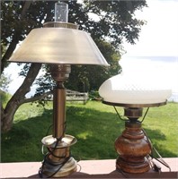 Two Table Lamps - Brass 25.5" Shade 15"