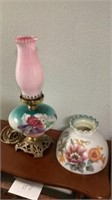 Floral Hand painted vintage lamp, lamp globe