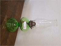 Green Oil Lamp White Flame Lamp Co. Burner 18"H