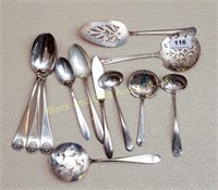 12 assorted silver-plated serving pieces