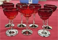 Ruby Red Cordials w/Chrome Bases