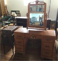 Antique Side Table & Dresser w/ Mirror