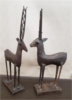 Pair of 18" Tall Metal Deer/Gazelle Statues