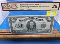 1923 $1.00 DIOMINION OF CANADA BILL VF 25