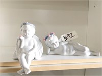 Pair Of Ceramic Baby Angle Decoration With Rose