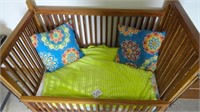 Vintage Wood Baby Crib w/Mattress Lot