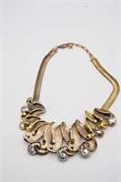 Gold Tone Necklace with Rhinestones