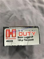 HORNADY 9MM LUGER+P, 135 GR, 25 RDS