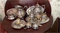 16 pieces of vintage silver plate , trays ,