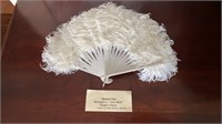 Antique ostrich white feather fan , 20 inches