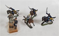 5 Cast Metal Cavalry Soldier Figures