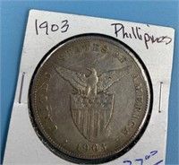 1903 Philippines silver dollar 1 Peso