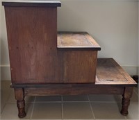 Antique English Library Steps Nightstand Table