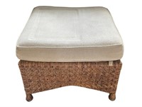 Wicker Foot Rest with Fabric Cushion