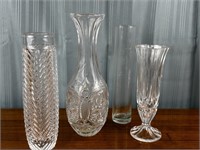 4 Clear Glass/crystal Vases
