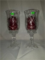 Stunning Pressed Glass Crystal Candle Holders