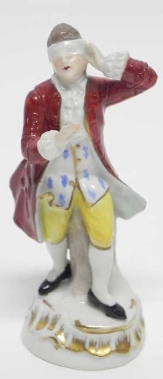 BLINDFOLDED VICTORIAN MAN FIGURINE-GERMANY