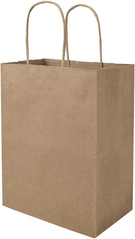 bagmad 100 Pack 8x4.75x10 Plain Paper Bags