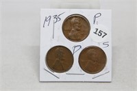1935 P,D,S Lincoln cents