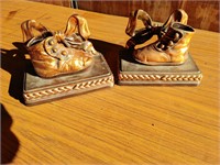Atq Copper Bronzed Baby Shoe Bookends