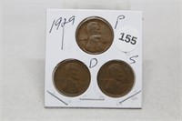 1929 P,D,S Lincoln cents