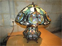 Stained Glass Lamp 21" T Bottom & Top Light Up