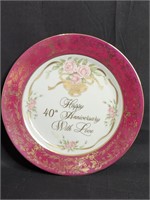 Vintage Lefton China 40th Anniversary Plate