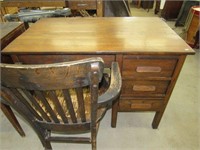 Antique Oak Desk and Armed Chair