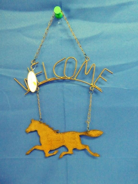 Metal Welcome Horse Sign