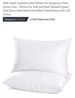 2 Pk Queen Size Pillows, Down Alternative,