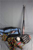 Sports Equip Mizuno Bag,Baseball Bat, Racket, Rope