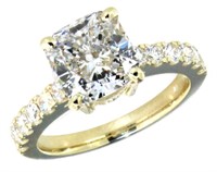 14k Gold 3.61 ct Cushion Lab Diamond Ring