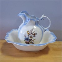 Antique Pitcher and Bowl Set Blue/White