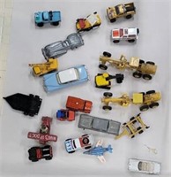 Box lot of matchbox type cars, air plane, etc.