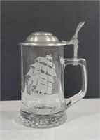 Old Spice Nautical Themed Clear Glass Beer Stein