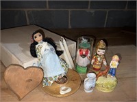 Dolls of the world, ceramic figurine, vase, wood