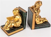 Ronson Metal Works Art Deco Bookends Asian Kids