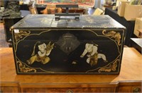 Chinese black lacquer trunk
