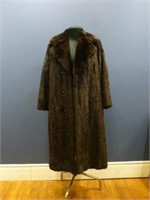 Full length dark brown mink fur coat
