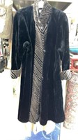 Vintage Novelti Faux Fur Coat Black With Brown Tri