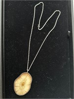 Signed Sterling & Gold Nugget Pendant/ Necklace