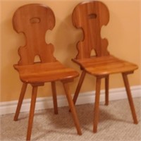 Pair Tyrolean Style MCM Folk Chairs
