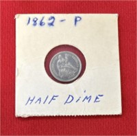 1862 SEATED LIBERTY HALF DIME