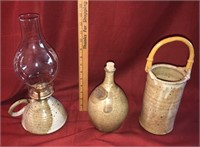 Stoneware Jug, Oil Lamp