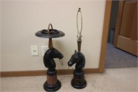 Horse head lamp & ash tray stand