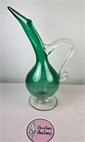 Green Swung Glass Pitcher