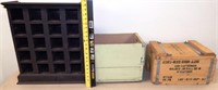 Wooden Cubby Cabinet, Ammo Crate & Crate