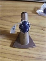 Blue sunstone size 6 ring German silver new